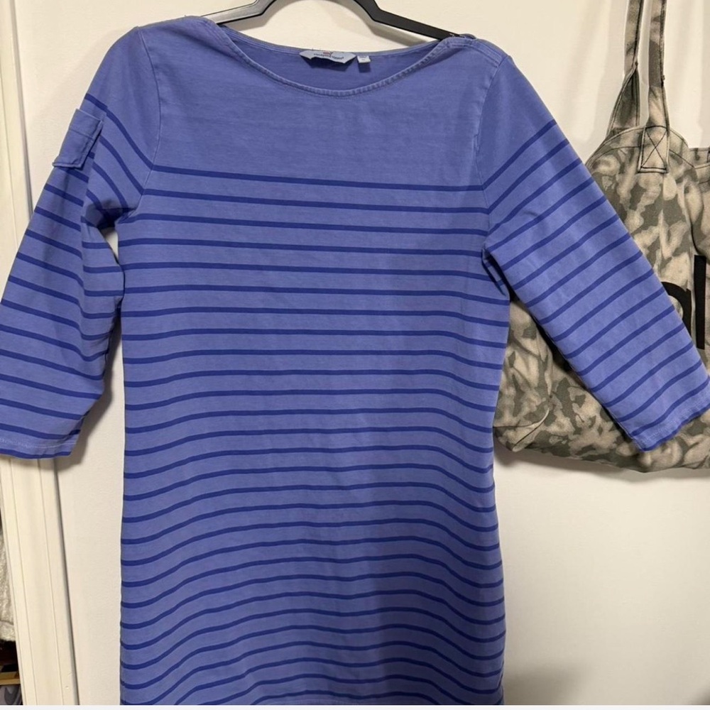 Vineyard Vines Purple Striped Long Sleeve Dress